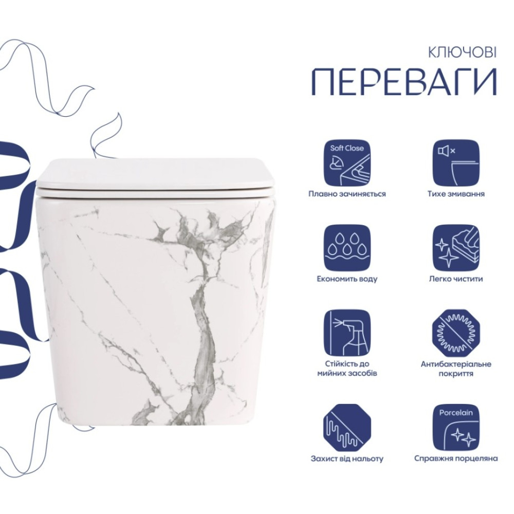 Унітаз підвісний Qtap Tern Ultra Quiet, з сидінням Slim Duroplast/ Soft-close/ Quick relase QT17332303ASMR