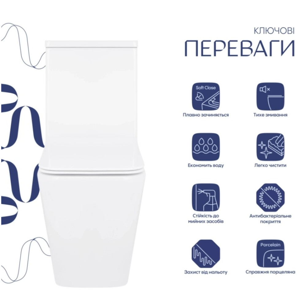 Напольный унитаз Qtap Crow Eco Rimless с сиденьем Slim Duroplast/ Soft-close/ Quick Release QTCRO27W48750