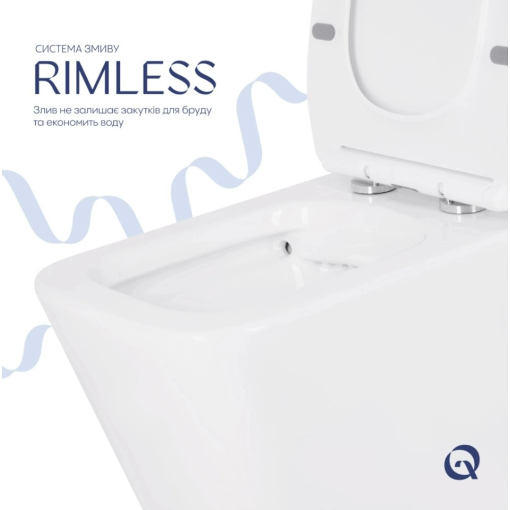 Напольный унитаз Qtap Crow Eco Rimless с сиденьем Slim Duroplast/ Soft-close/ Quick Release QTCRO27W48750