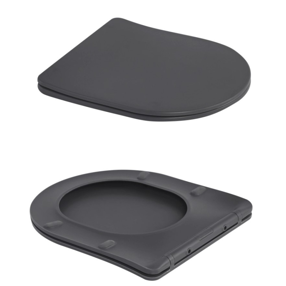 Унитаз подвесной Qtap Robin Ultra Quiet, Anthracite, с сиденьем Slim Duroplast / Soft-close / Quick Release QTROB26AN48995