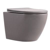 Унитаз подвесной Qtap Robin Ultra Quiet, Stone grey, с сиденьем Slim Duroplast / Soft-close / Quick Release QTROB26SG48996