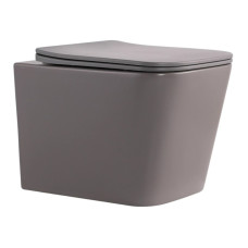 Унитаз подвесной Qtap Tern Ultra Quiet, Stone grey, с сиденьем Slim Duroplast / Soft-close / Quick Release QTTER26SG49000