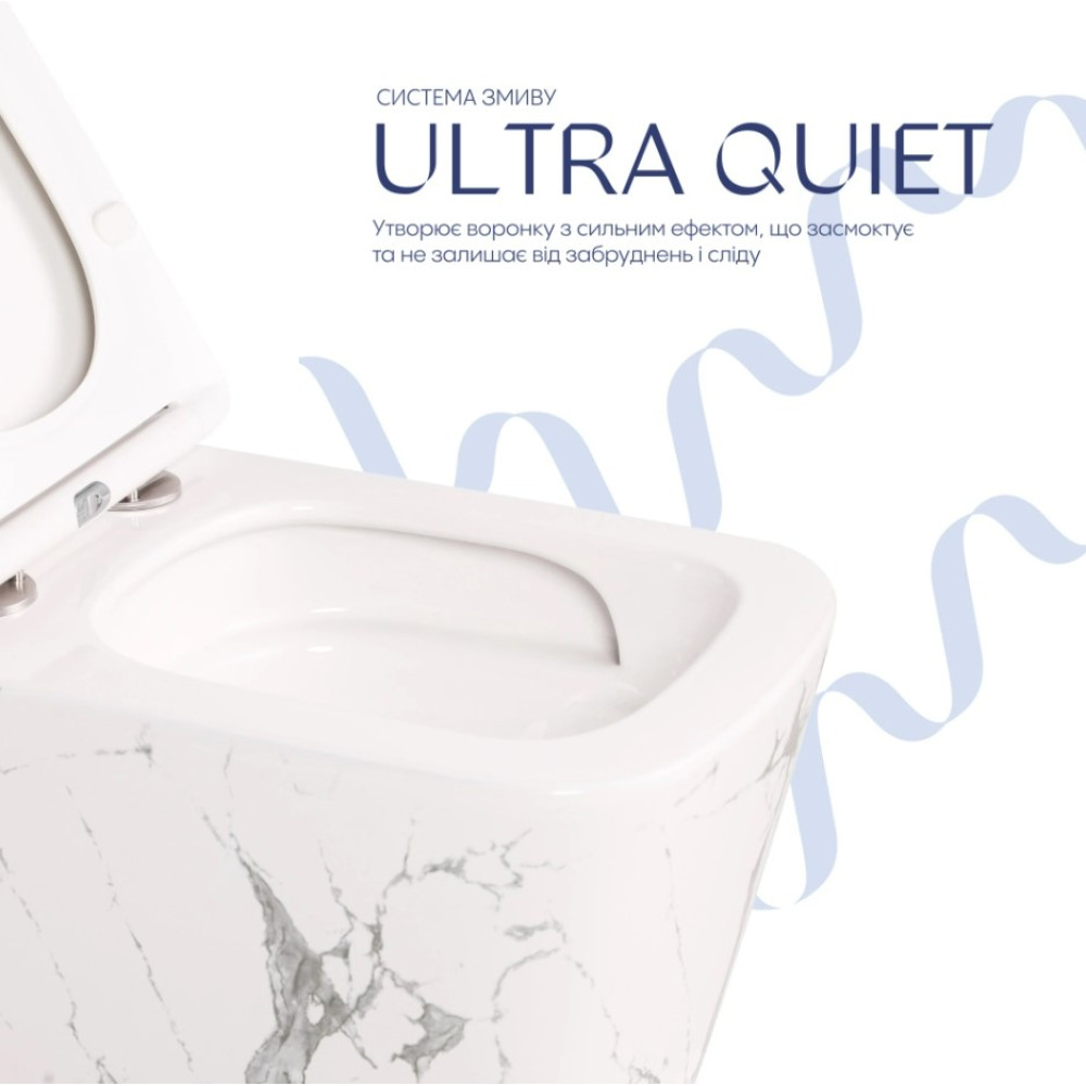 Унитаз подвесной Qtap Tern Ultra Quiet, Marble, с сиденьем Slim Duroplast / Soft-close / Quick Release QTTER26MR49002