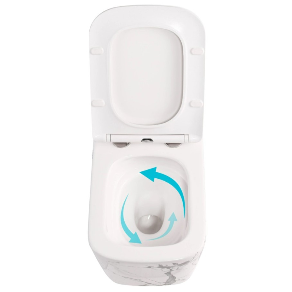 Унитаз подвесной Qtap Tern Ultra Quiet, Marble, с сиденьем Slim Duroplast / Soft-close / Quick Release QTTER26MR49002