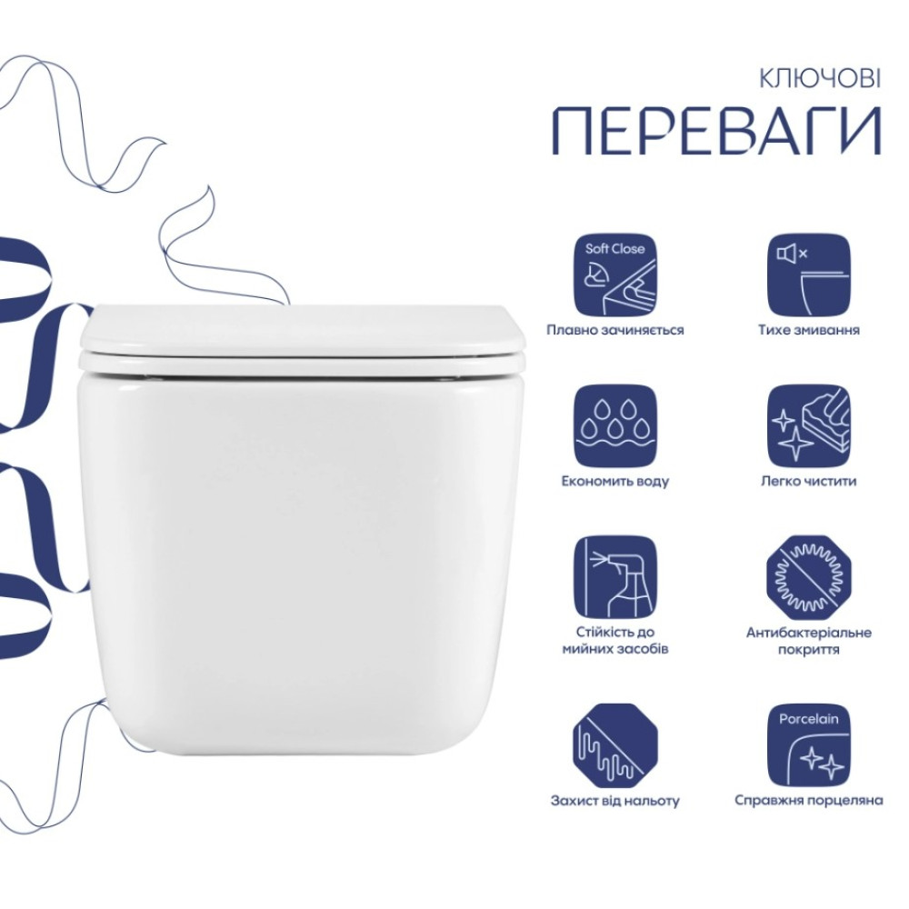 Унитаз подвесной Qtap Gemini Ultra Quiet, с сиденьем Slim Duroplast / Soft-close / Quick Release QTTAU26W49119
