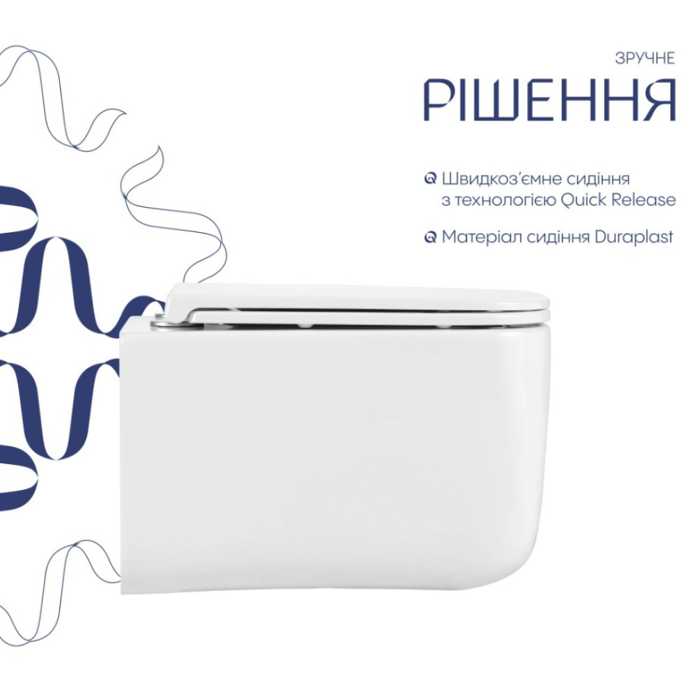 Унитаз подвесной Qtap Gemini Ultra Quiet, с сиденьем Slim Duroplast / Soft-close / Quick Release QTTAU26W49119