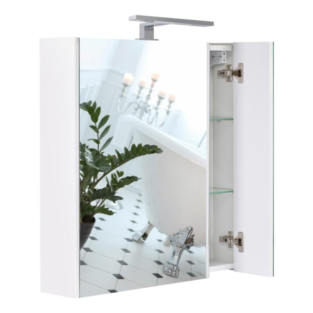 Дзеркальна шафа підвісна Qtap Albatross 700х725х460 White з LED-підсвіткою QT0177ZP700LW