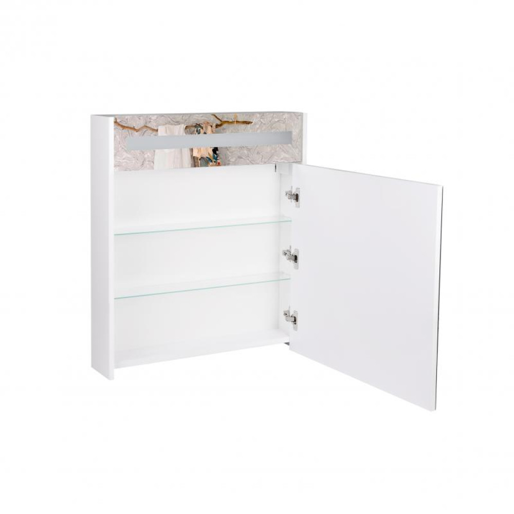 Дзеркальна шафа підвісна Qtap Robin 600х730х145 White з LED-підсвіткою QT1377ZP6001W