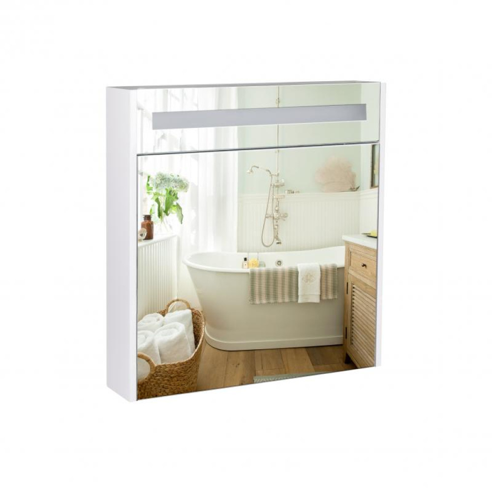 Дзеркальна шафа підвісна Qtap Robin 700х730х145 White з LED-підсвіткою QT1377ZP7001W