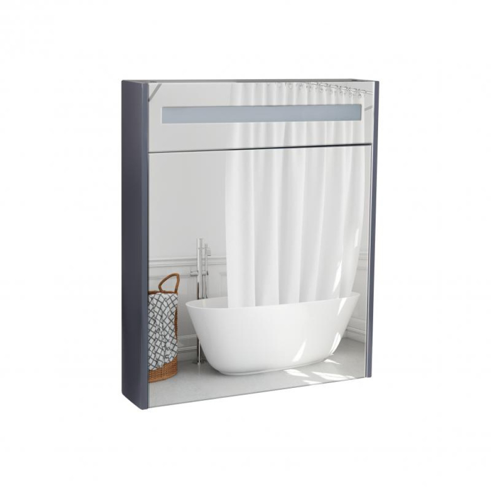 Дзеркальна шафа підвісна Qtap Robin 600х730х145 Graphite з LED-підсвіткою QT1377ZP6002G