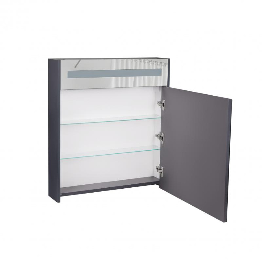 Дзеркальна шафа підвісна Qtap Robin 600х730х145 Graphite з LED-підсвіткою QT1377ZP6002G