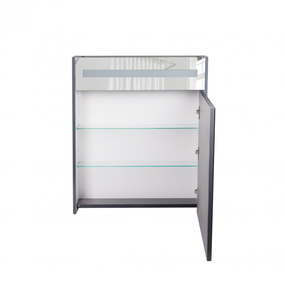 Дзеркальна шафа підвісна Qtap Robin 600х730х145 Graphite з LED-підсвіткою QT1377ZP6002G
