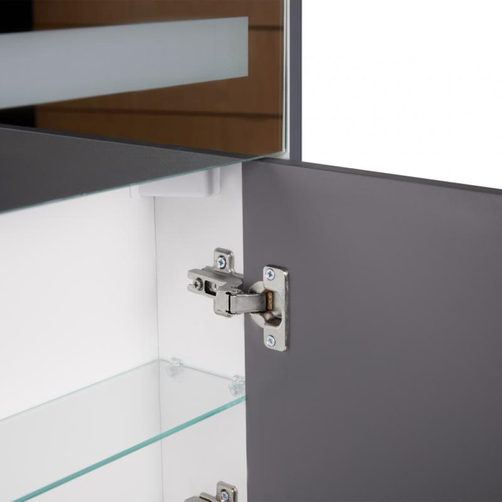 Дзеркальна шафа підвісна Qtap Robin 600х730х145 Graphite з LED-підсвіткою QT1377ZP6002G