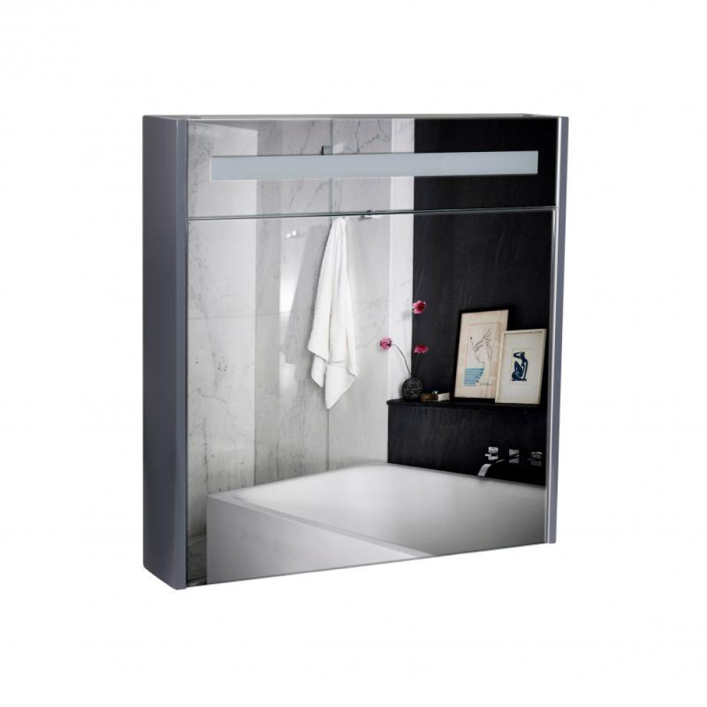 Дзеркальна шафа підвісна Qtap Robin 700х730х145 Graphite з LED-підсвіткою QT1377ZP7002G