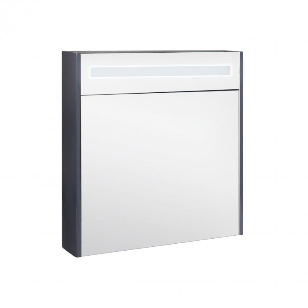 Дзеркальна шафа підвісна Qtap Robin 700х730х145 Graphite з LED-підсвіткою QT1377ZP7002G