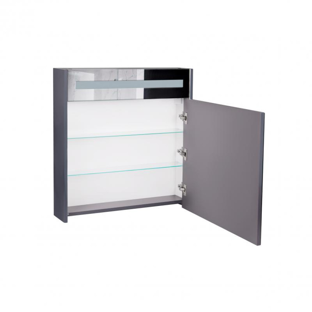 Дзеркальна шафа підвісна Qtap Robin 700х730х145 Graphite з LED-підсвіткою QT1377ZP7002G