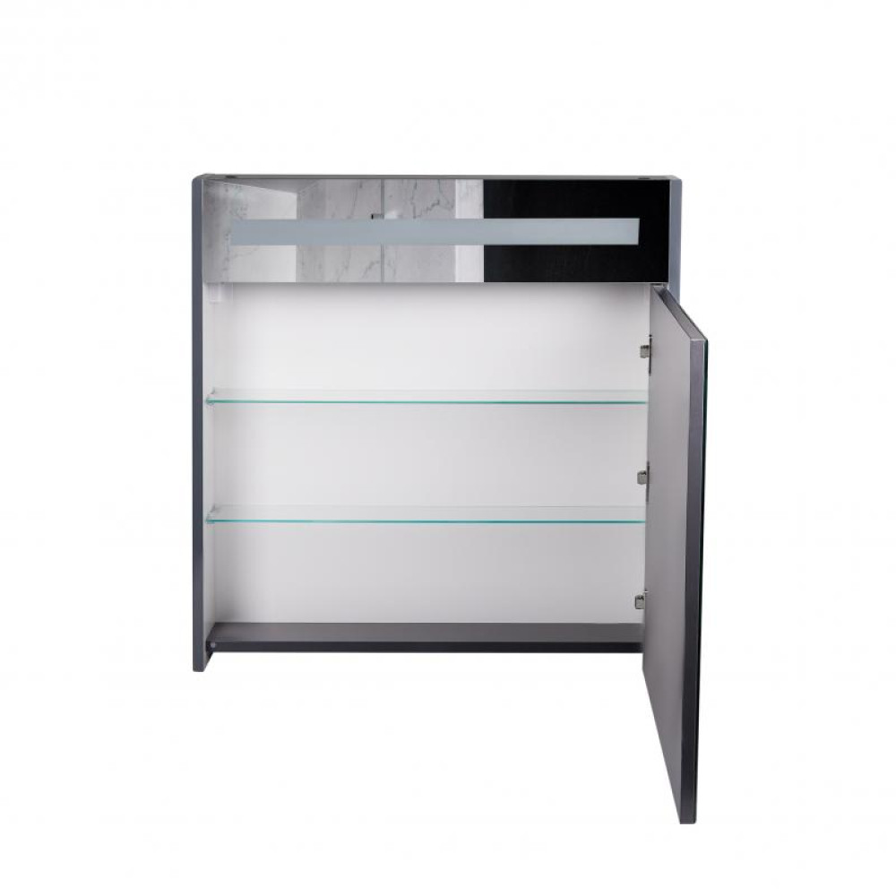 Дзеркальна шафа підвісна Qtap Robin 700х730х145 Graphite з LED-підсвіткою QT1377ZP7002G