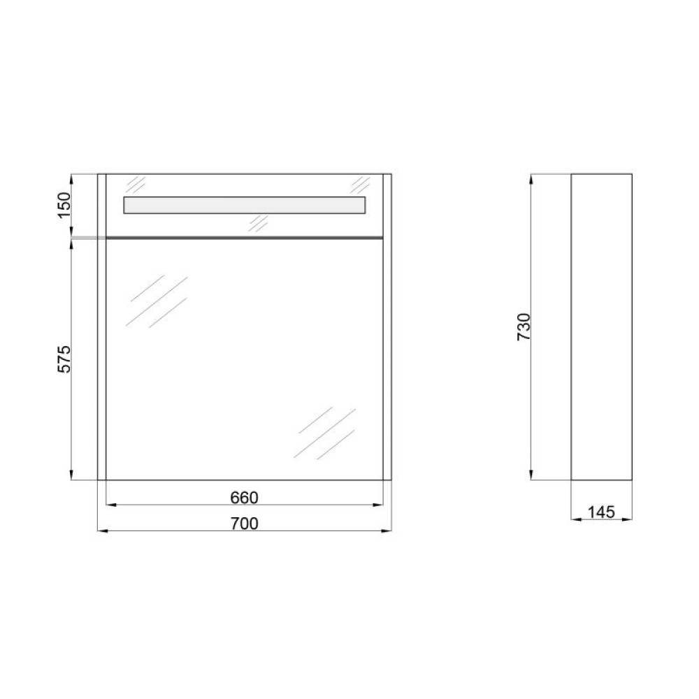 Дзеркальна шафа підвісна Qtap Robin 700х730х145 Graphite з LED-підсвіткою QT1377ZP7002G