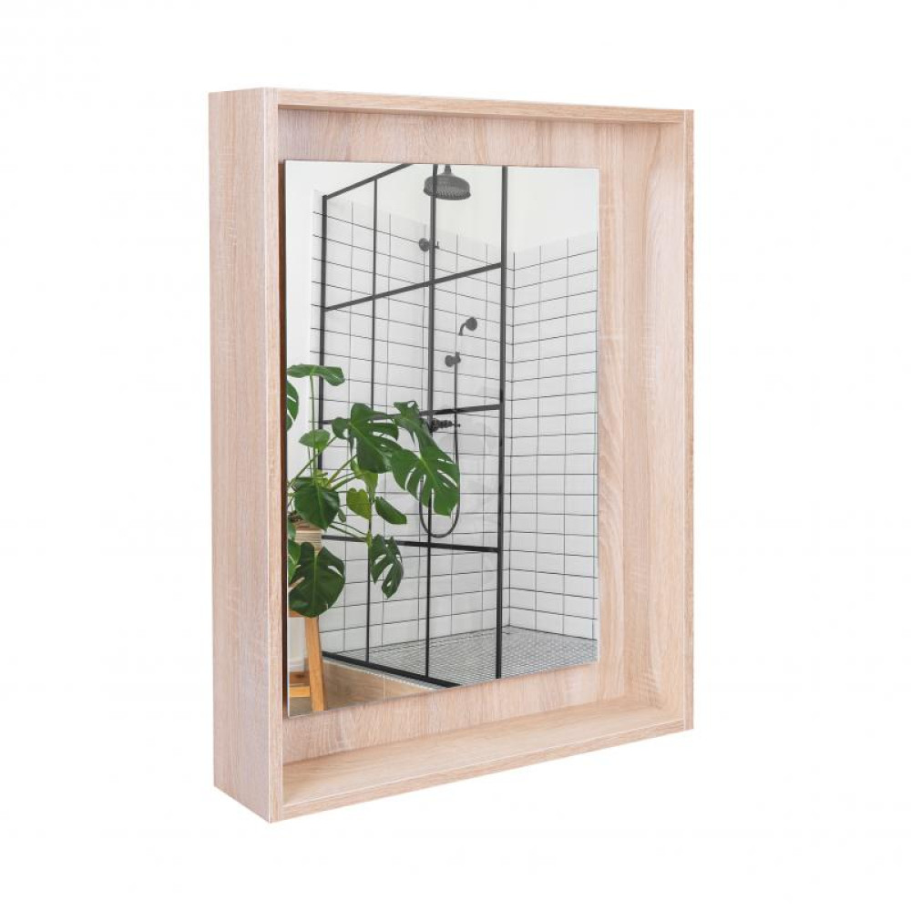 Дзеркальна шафа підвісний Qtap Pisces 600х800х140 Whitish oak з LED-підсвіткою QT2577ZP6003WO