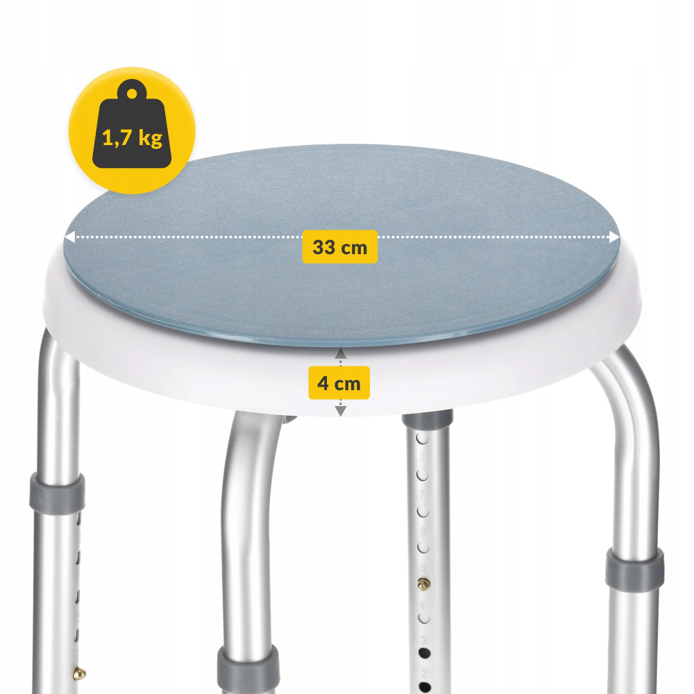 Стул-табурет поворотный 4FIZJO для ванной и душа, регулируемый White/Grey (P-5905973403412)