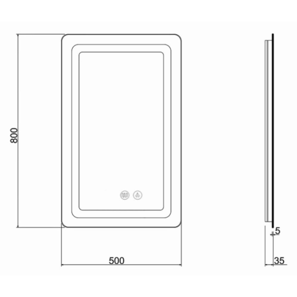 Зеркало Qtap Mideya с антизапотеванием (DC-F911) 500х800 QT2078F911W