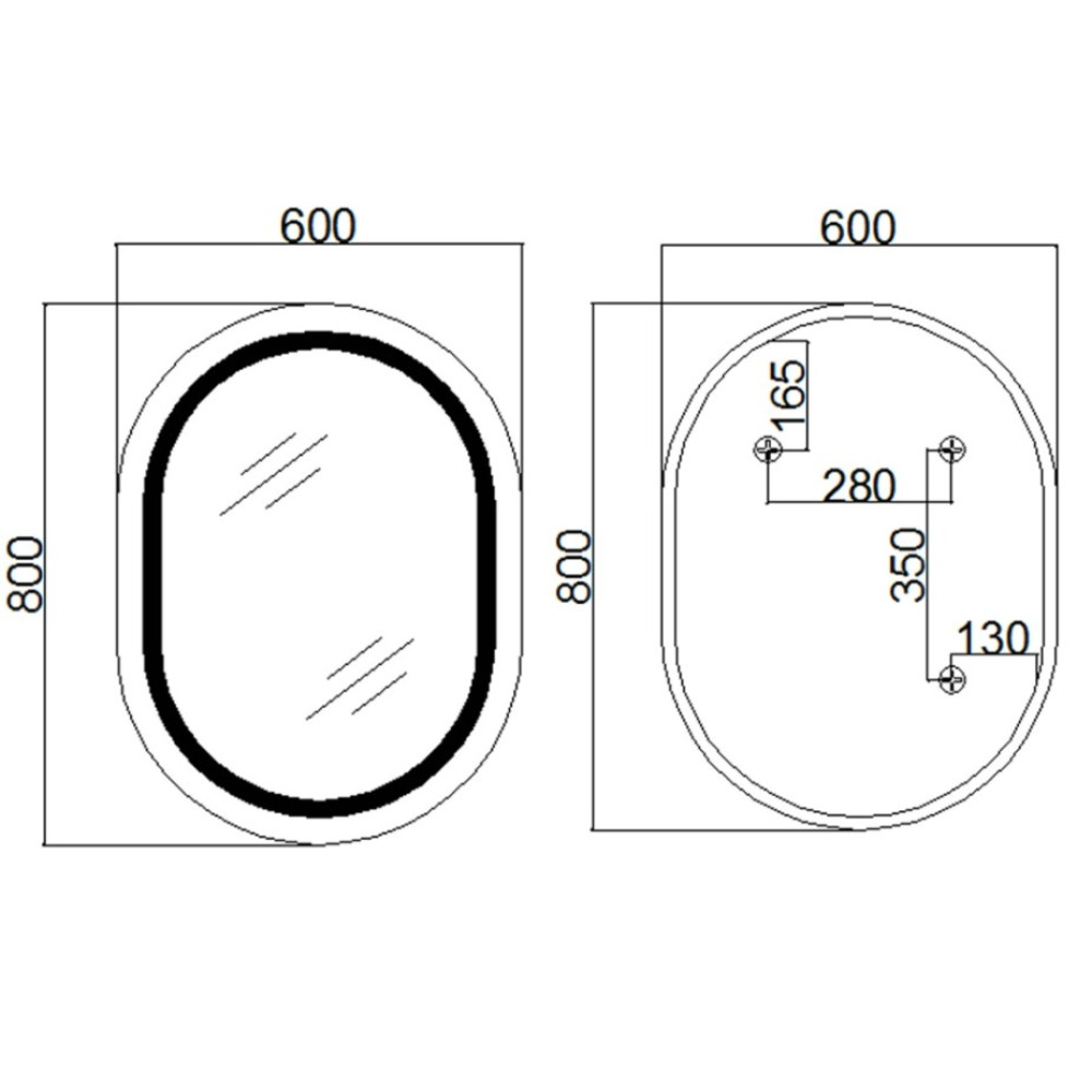 Дзеркало Qtap Gemini (GE1) овальне з LED-підсвічуванням Touch QT2578R6080