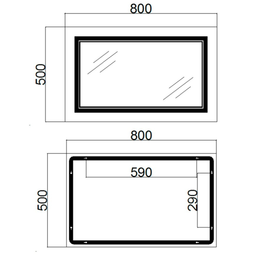 Дзеркало Qtap Cardinal з LED-підсвічуванням Touch QT0478C5080