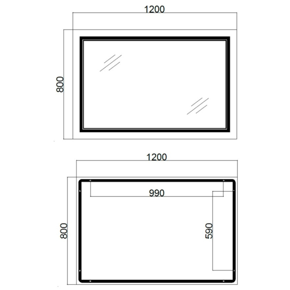 Дзеркало Qtap Cardinal з LED-підсвічуванням Touch QT0478C12080