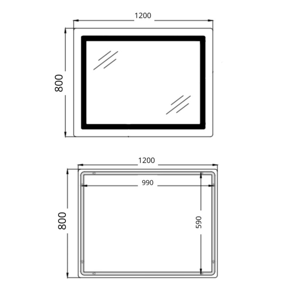 Дзеркало Qtap Cardinal (CA2) прямокутне з LED-підсвічуванням Touch QT0478C1208048454