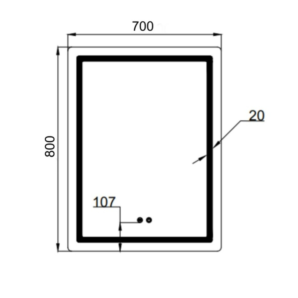 Дзеркало Qtap Mideya (MI2) прямокутне з LED-підсвічуванням Touch QT2078DCF7080