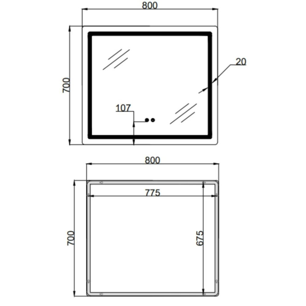 Зеркало Qtap Mideya (MI2) прямоугольное с LED-подсветкой Touch QT2078NCF807048476