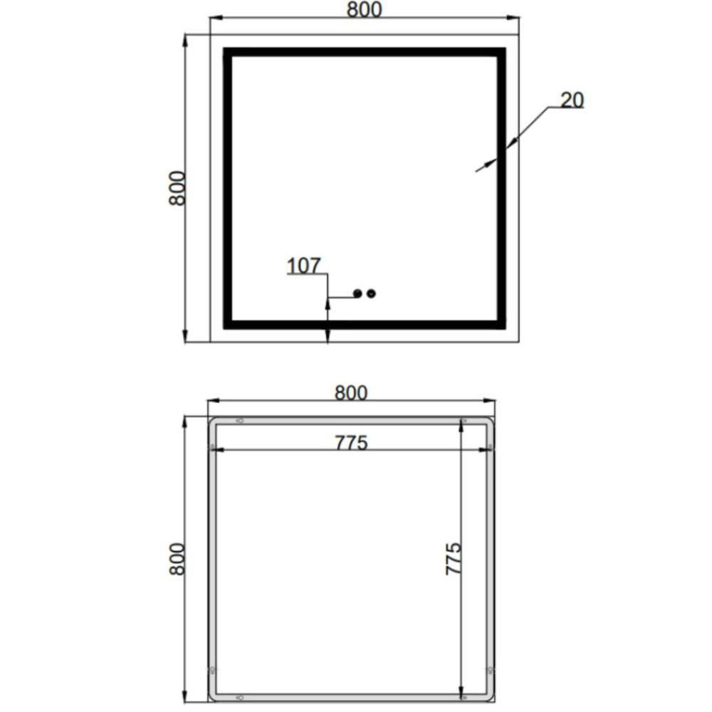 Дзеркало Qtap Mideya (MI1) квадратне з LED-підсвічуванням Touch QT2078NCF808048477