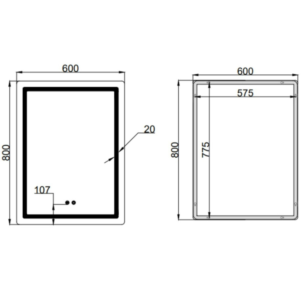 Зеркало Qtap Mideya (MI2) прямоугольное с LED-подсветкой Touch QT2078F6080