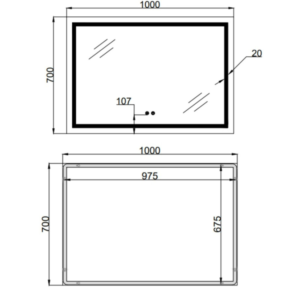 Дзеркало Qtap Mideya (MI1) прямокутне з LED-підсвічуванням Touch QT2078NCF10070