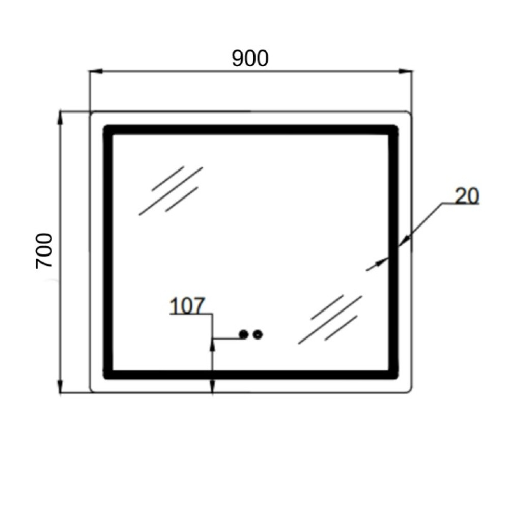 Зеркало Qtap Mideya (MI2) прямоугольное с LED-подсветкой Touch QT2078NCF9070