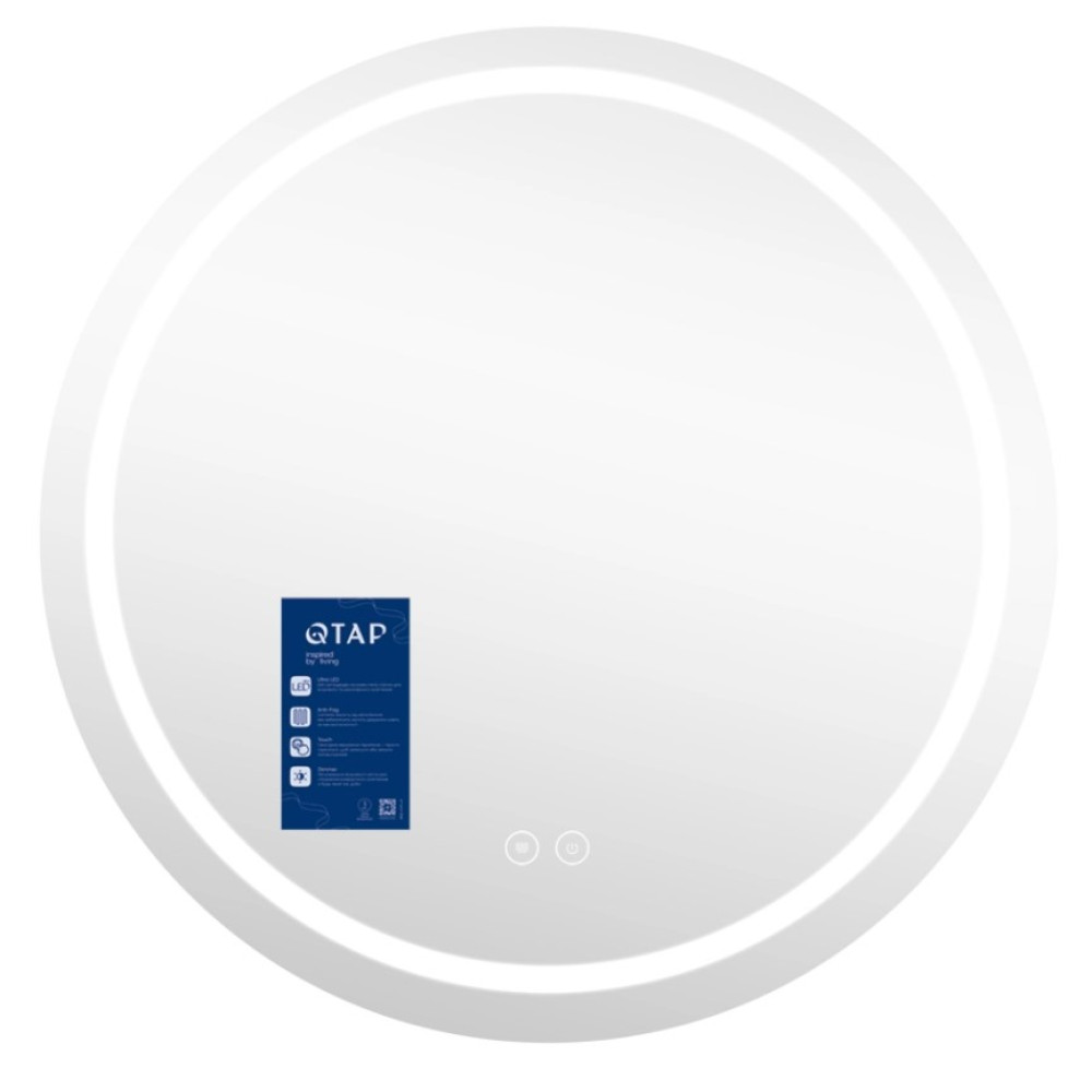 Дзеркало Qtap Mideya (MI6) кругле з LED-підсвіткою Touch, антизапотіванням QTMIDR100049003