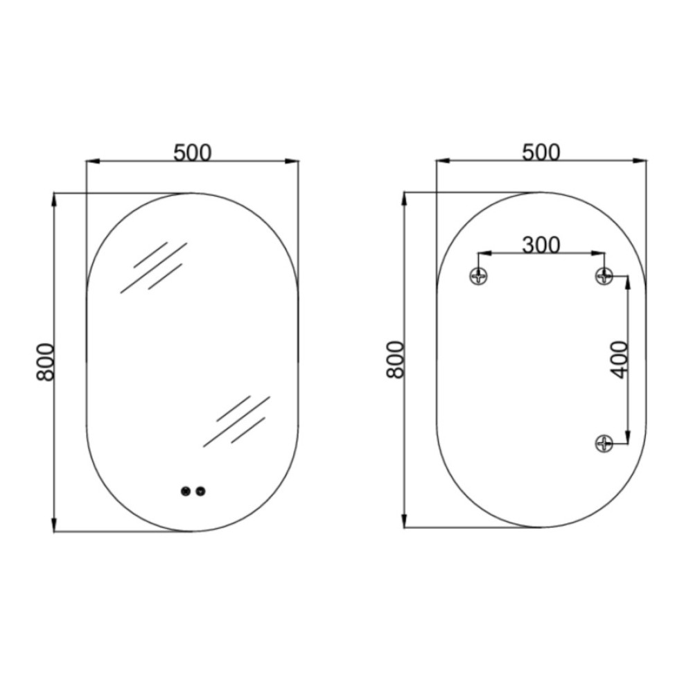 Дзеркало Qtap Scorpio (SC1) 500x800 мм, овальне, з LED-підсвіткою Touch QTSC500800