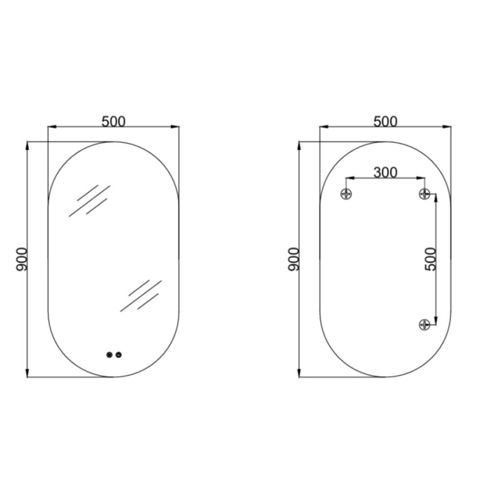 Дзеркало QtapScorpio (SC1) 500x900 мм, овальне, з LED-підсвіткою Touch QTSC500900