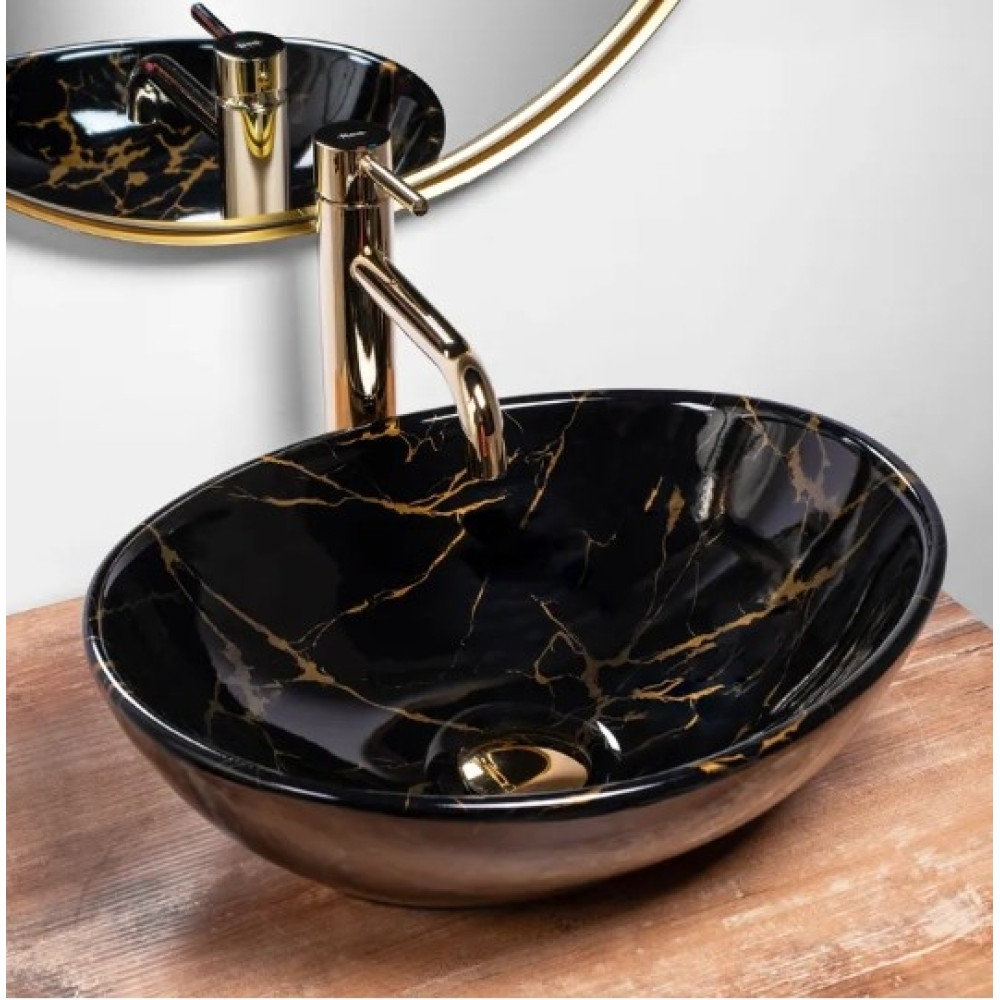Раковина Rea Sofia black marble shiny (REA-U5611)