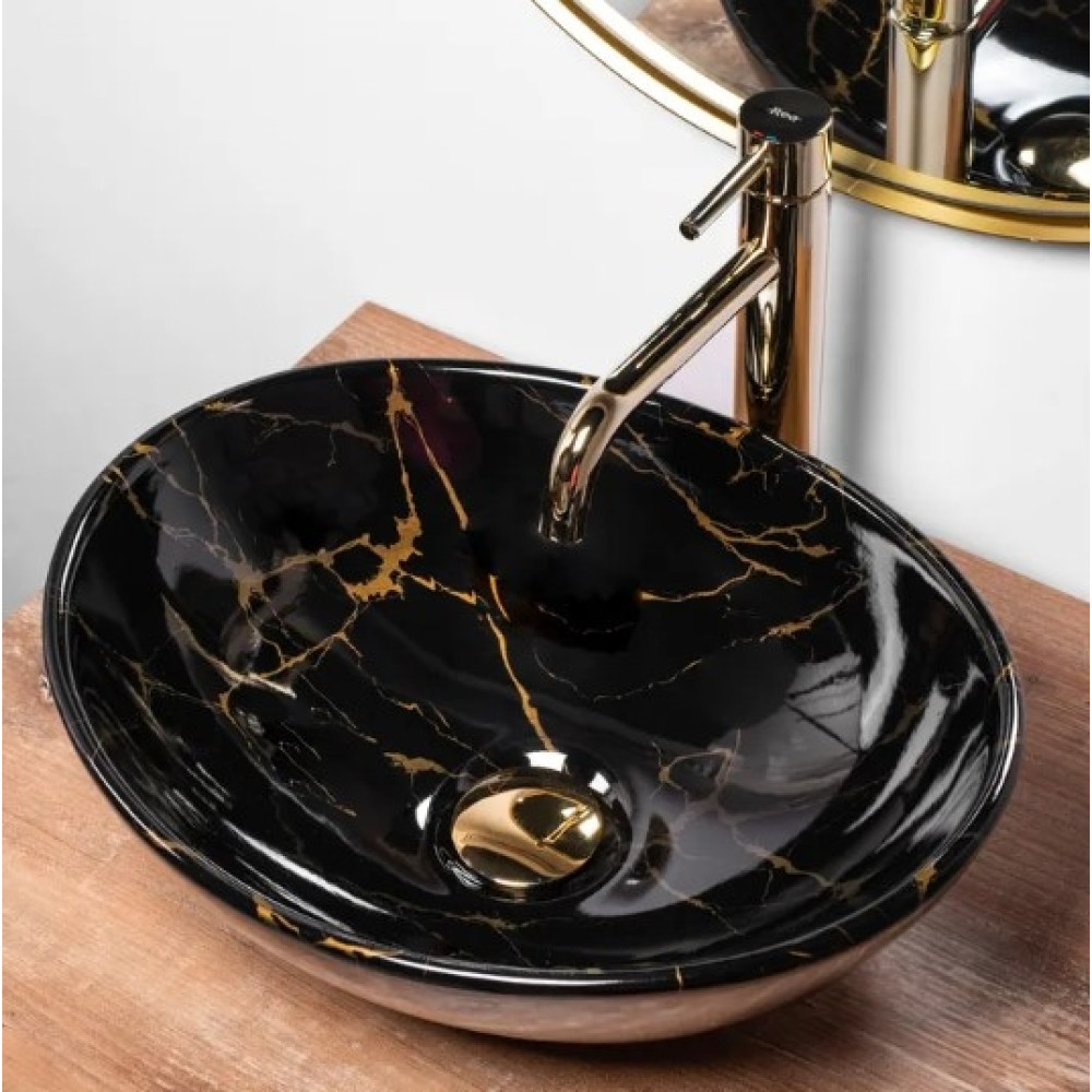 Раковина Rea Sofia black marble shiny (REA-U5611)