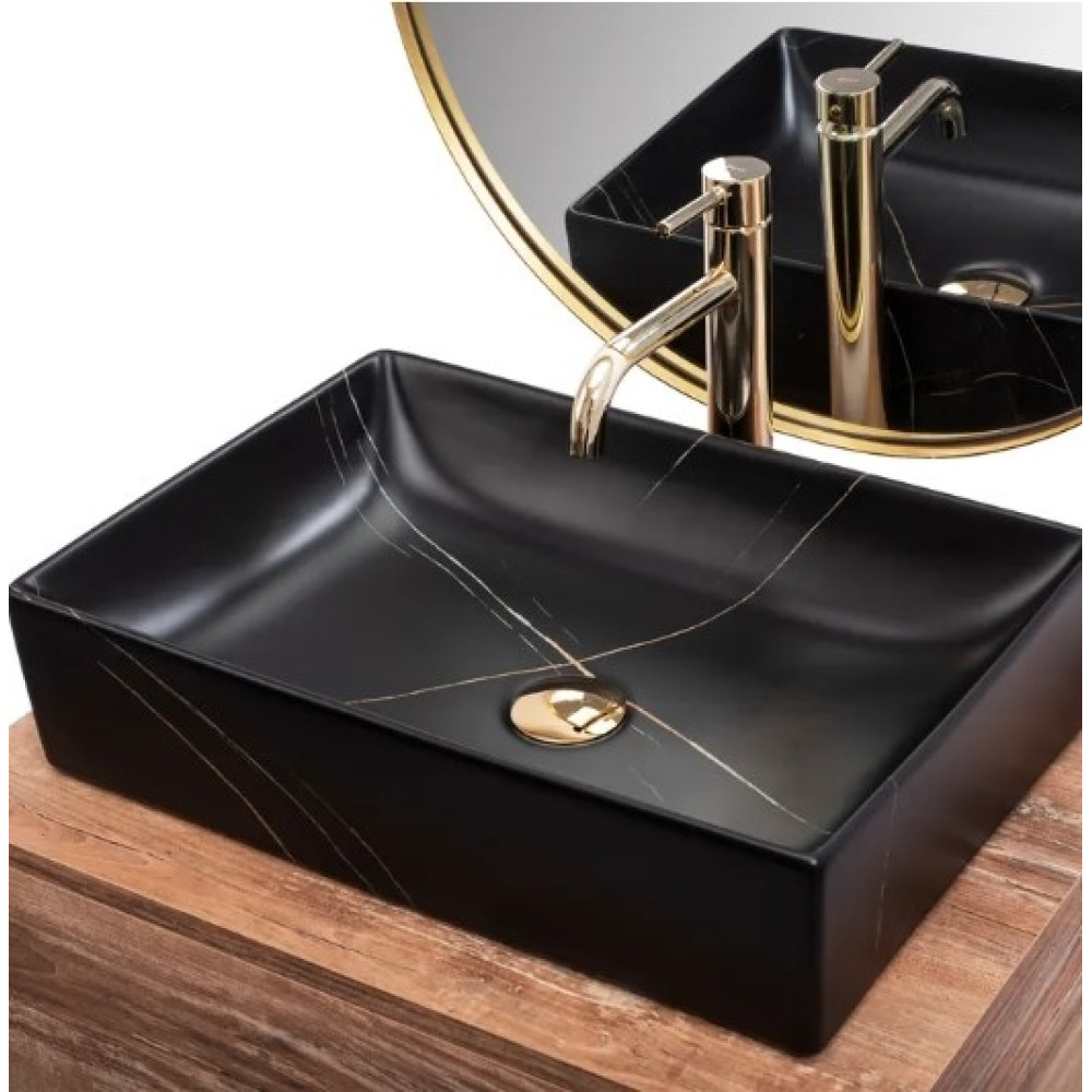 Раковина Rea Inga black marble mat (REA-U8006)