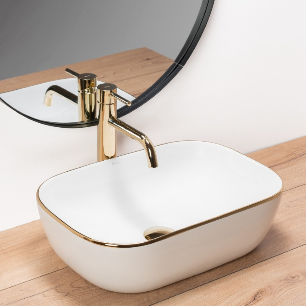 Раковина Rea Belinda white/gold (REA-U8736)