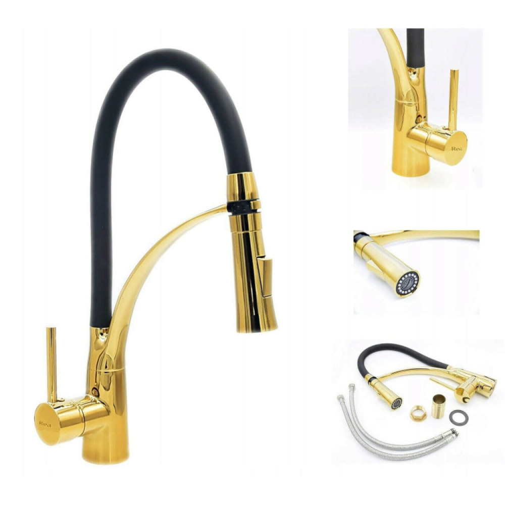 Змішувач для кухні Rea Gaspar black/l.gold (REA-B1019)