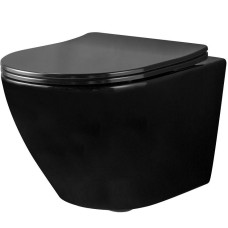 Унитаз подвесной Rea Carlo Mini Flat black gloss (REA-C8936)