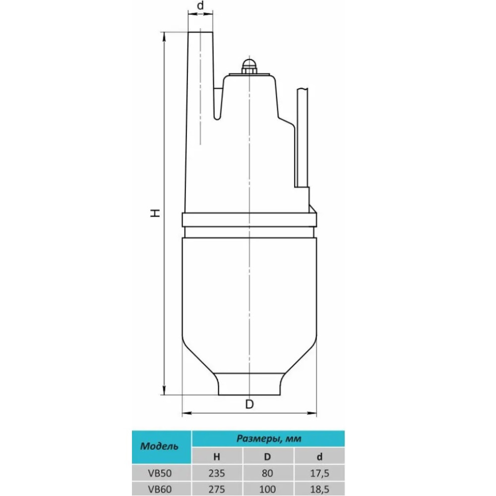 Вибрационный насос Rudes VB50 кабель 10 м