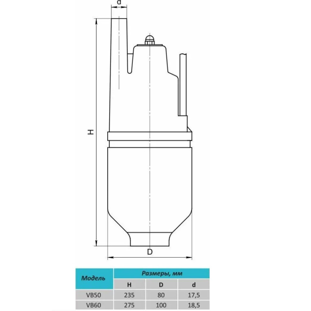 Вибрационный насос Rudes VB60 кабель 20 м