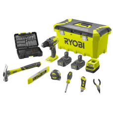 Шуруповерт-дрель ударная аккумуляторная Ryobi R18PD3-220TАH с набором ручного инструмента и оснащением 5133005506