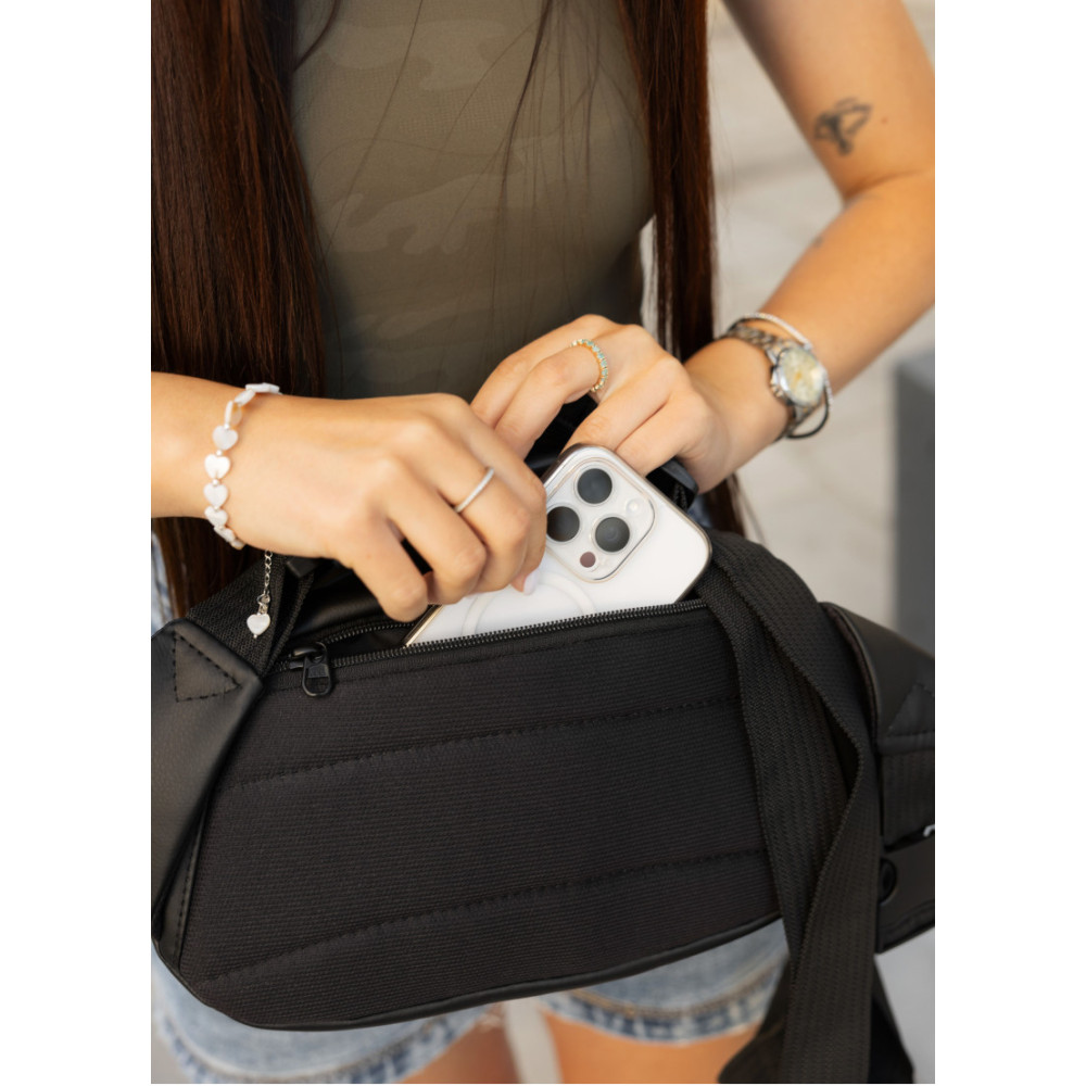 Сумка через плечо женская бананка Sambag Flex черная 30×17×10 см (85351001)