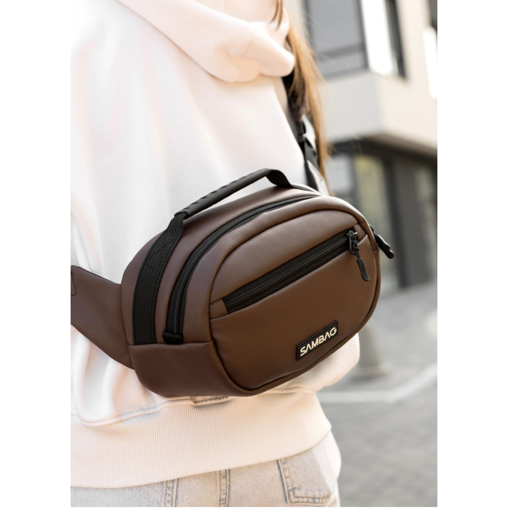 Сумка через плечо женская бананка Sambag Flex шоколад 30×17×10 см (85351020)