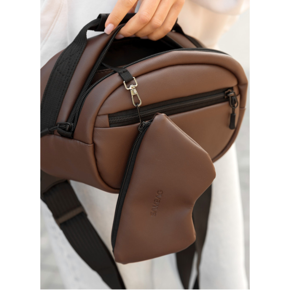 Сумка через плечо женская бананка Sambag Flex шоколад 30×17×10 см (85351020)
